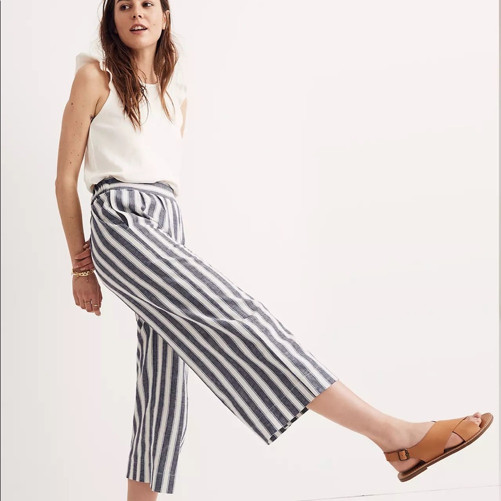 Madewell Linen-Cotton Crop Pants Stripe size xxs